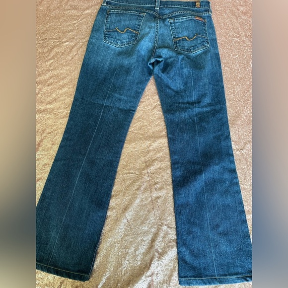 7 For All Mankind Jeans Women 30 Blue Denim Boy Cut Button Fly Bootcut Faded - Picture 8 of 8